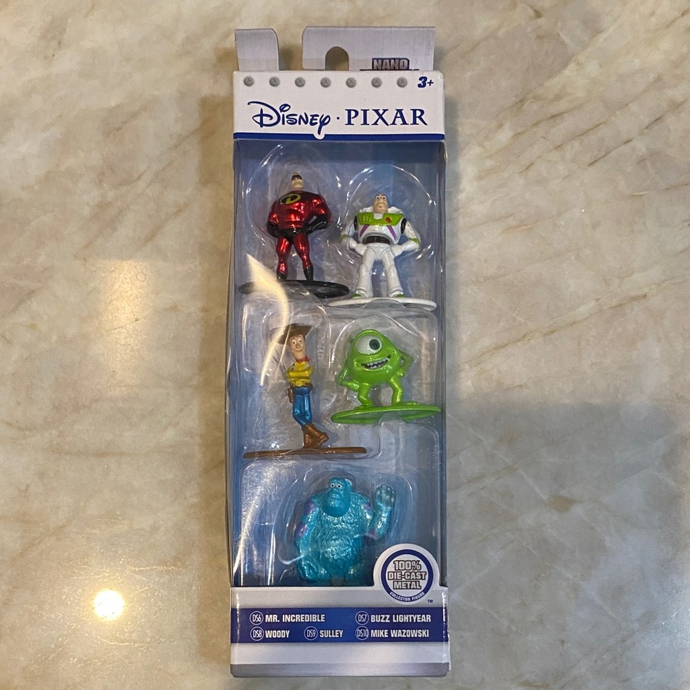 Disney Pixar Nano Metallica 5 Pack Figure Collector Set NWT